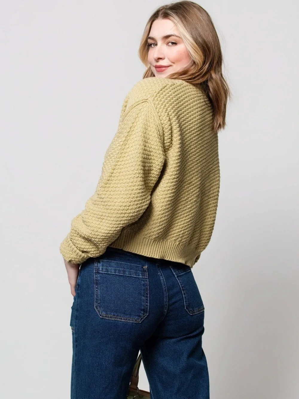 NWT Free People Lila Cardigan Sweater - Size Large - Green - Whispering Willow